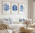 Set of 3 Wall Art Prints - Blue Coral Wall Art Set in Living Room - Driftwood Interiors 