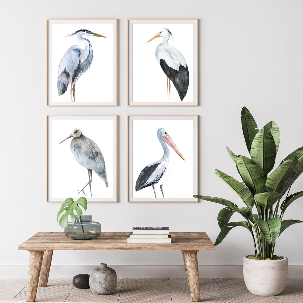 Set of 4 Wall Art Prints - 4 Piece Set of Bird Wall Art Prints - Driftwood Interiors