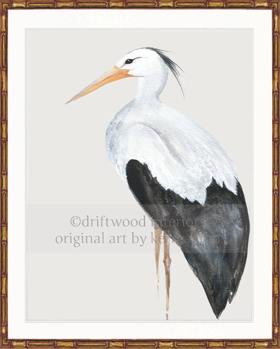 Snowy Egret Bird Print - Driftwood Interiors