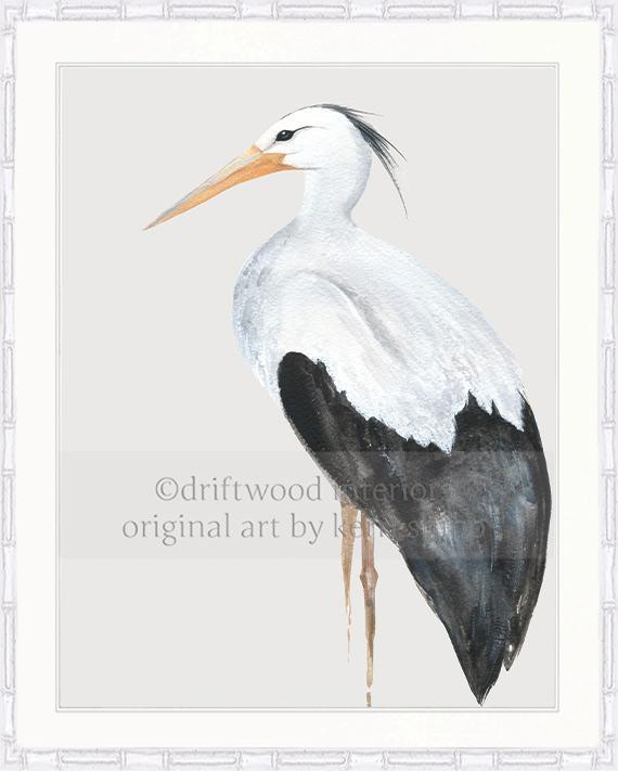 Snowy Egret Bird Print - Driftwood Interiors