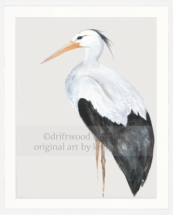 Snowy Egret Bird Print - Driftwood Interiors