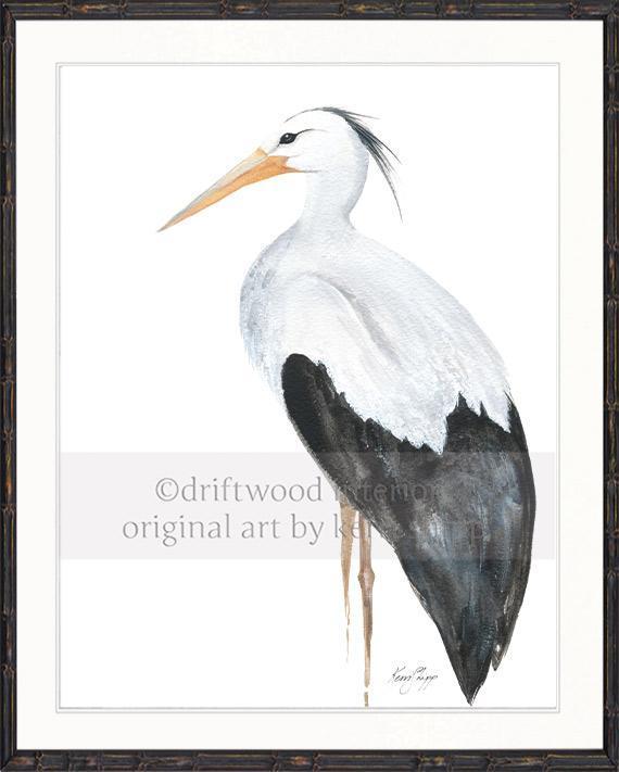 Snowy Egret Bird Print - Driftwood Interiors