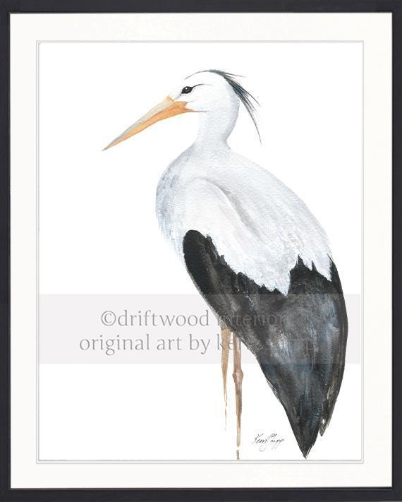 Snowy Egret Bird Print - Driftwood Interiors