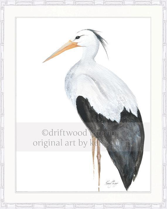 Snowy Egret Bird Print - Driftwood Interiors