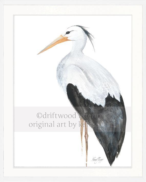 Snowy Egret Bird Print - Driftwood Interiors
