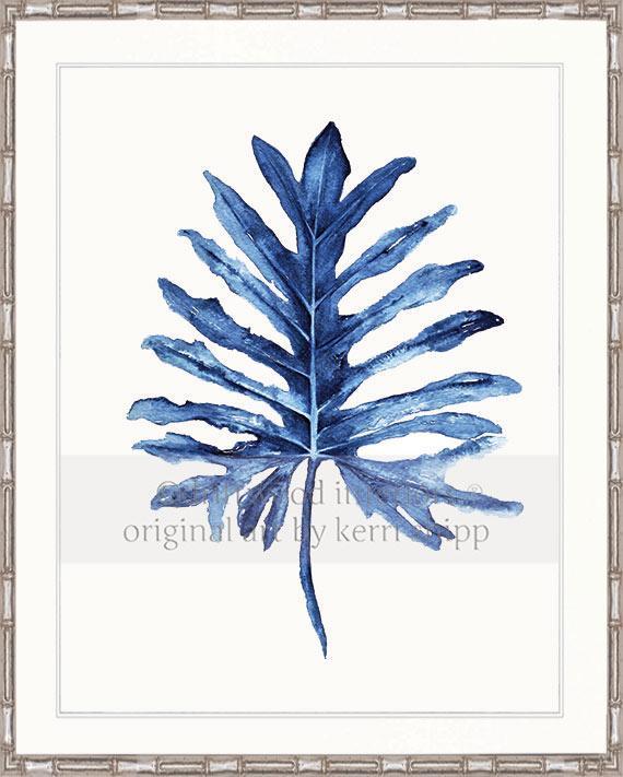 Tropical Leaf II in Denim - Driftwood Interiors