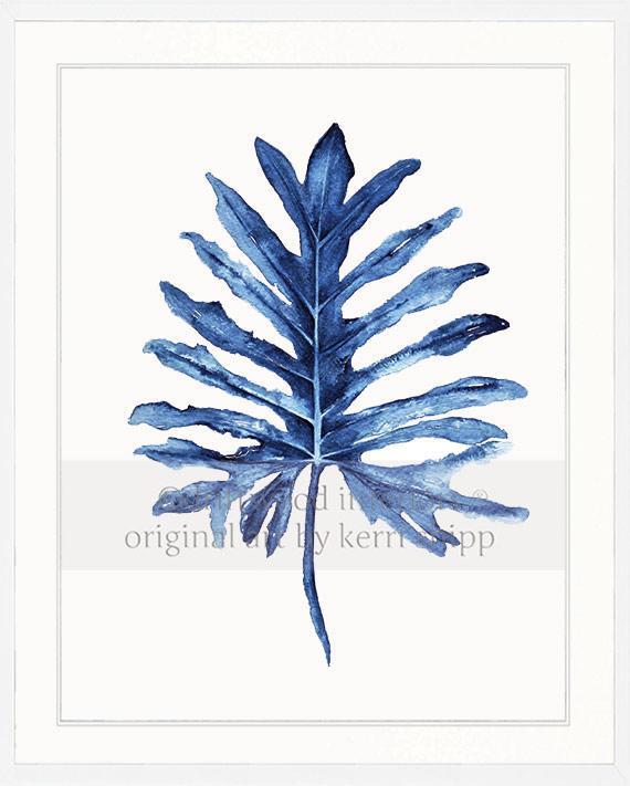 Tropical Leaf II in Denim - Driftwood Interiors