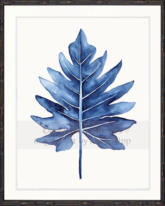 Tropical Wall Art Print - Tropical Leaf III in Denim