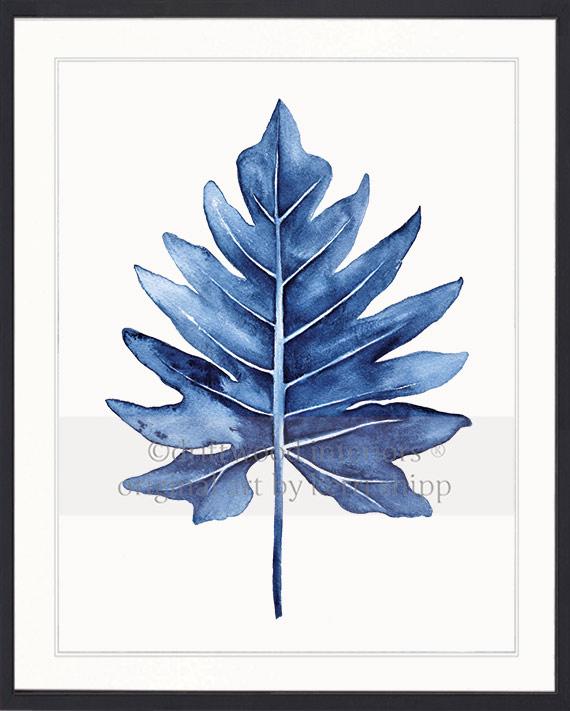 Tropical Wall Art Print - Tropical Leaf III in Denim