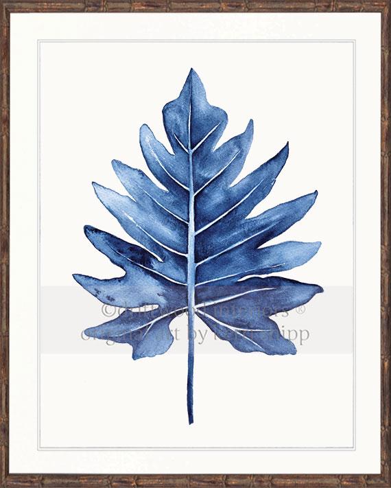 Tropical Wall Art Print - Tropical Leaf III in Denim