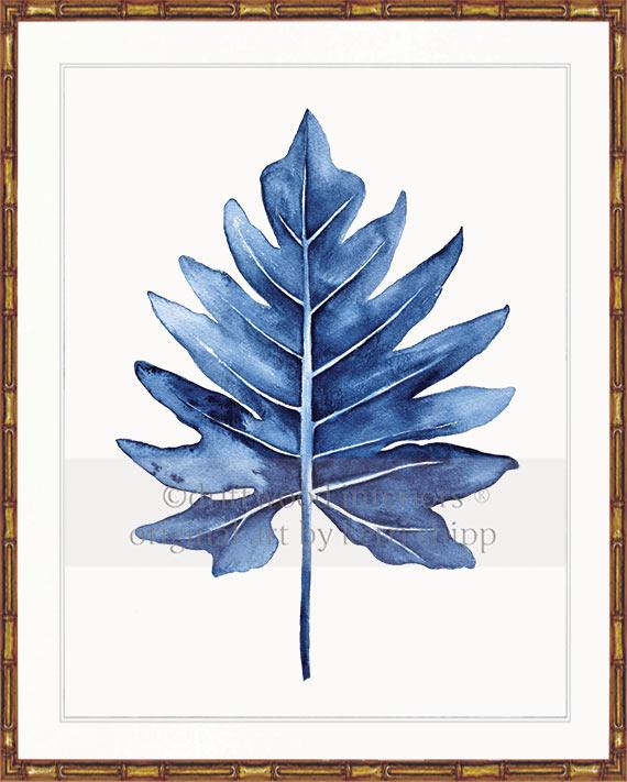 Tropical Wall Art Print - Tropical Leaf III in Denim