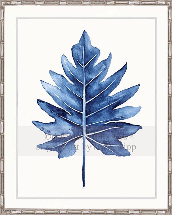 Tropical Wall Art Print - Tropical Leaf III in Denim
