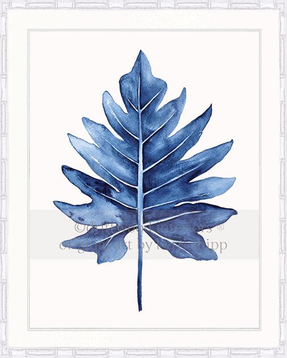 Tropical Wall Art Print - Tropical Leaf III in Denim