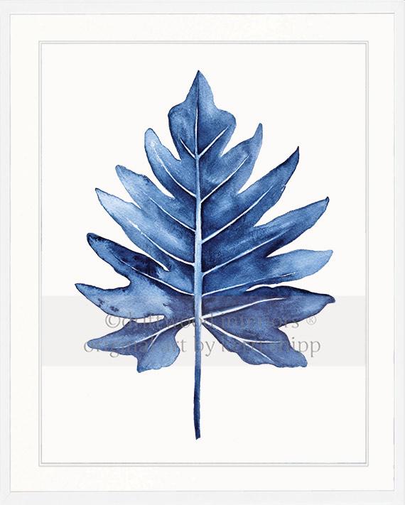 Tropical Wall Art Print - Tropical Leaf III in Denim