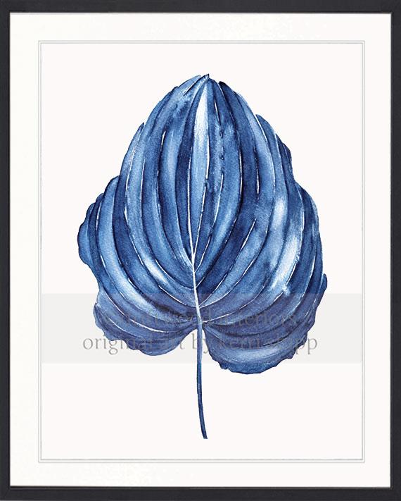 Tropical Leaf Wall Art Print - Tropical Leaf IV in Denim