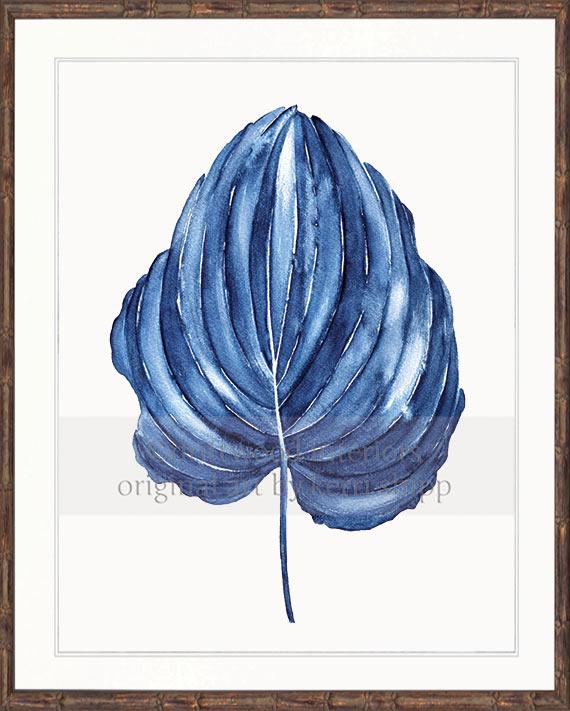 Tropical Leaf Wall Art Print - Tropical Leaf IV in Denim