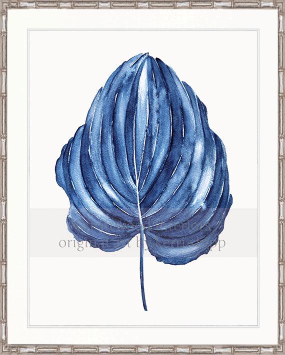 Tropical Leaf Wall Art Print - Tropical Leaf IV in Denim
