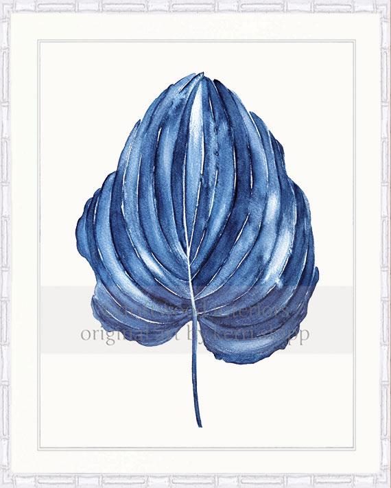 Tropical Leaf Wall Art Print - Tropical Leaf IV in Denim
