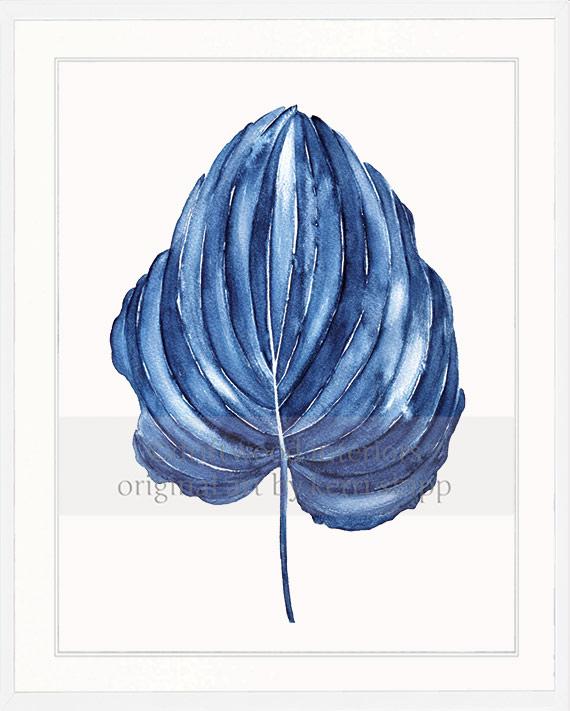 Tropical Leaf Wall Art Print - Tropical Leaf IV in Denim