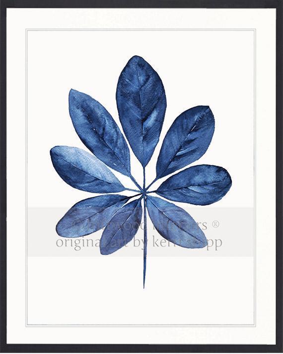 Tropical Leaf in Denim - Driftwood Interiors