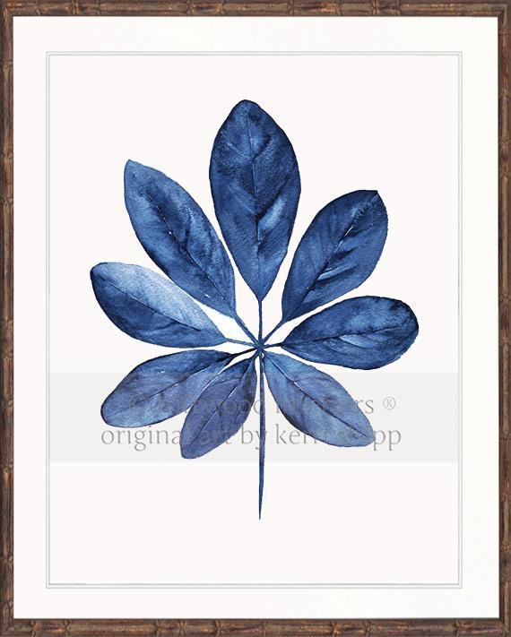 Tropical Leaf in Denim - Driftwood Interiors