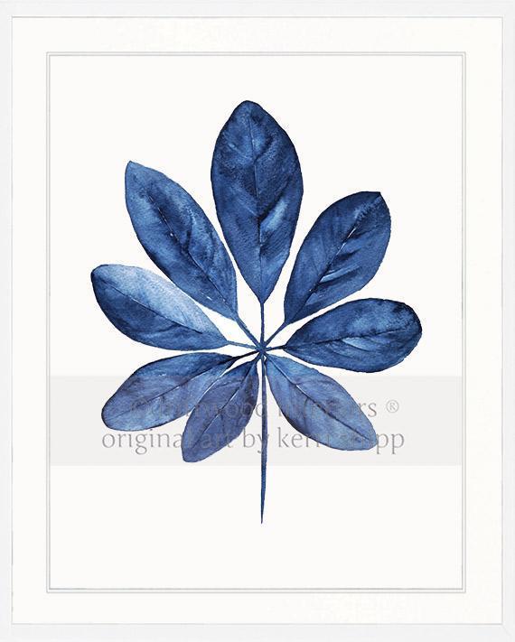 Tropical Leaf in Denim - Driftwood Interiors