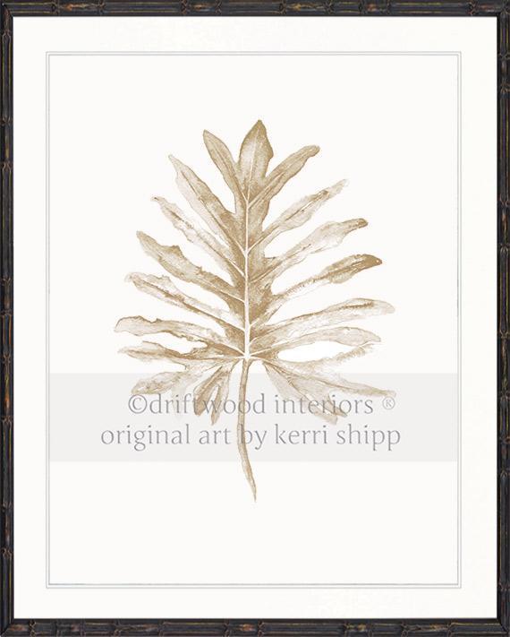 Wall Art Print - Tropical Leaf in Natural II print in black bamboo frame - Driftwood Interiors