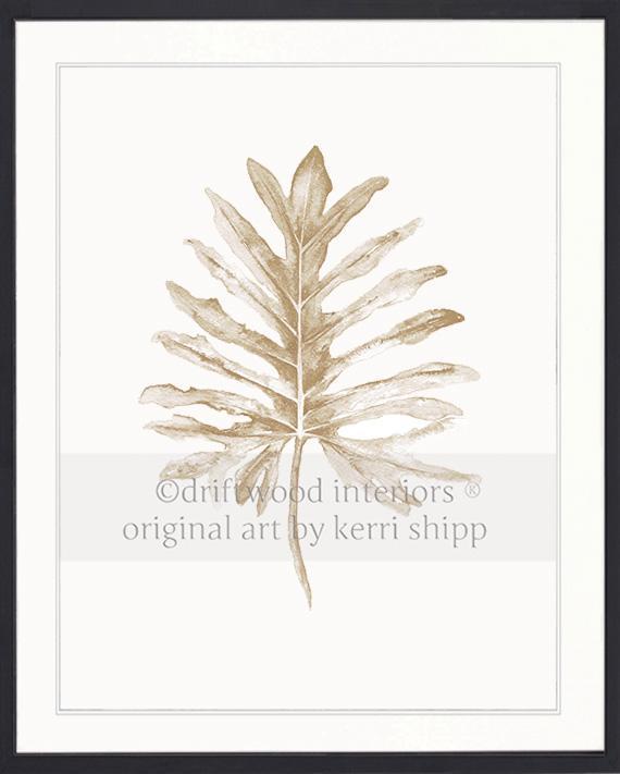 Wall Art Print - Tropical Leaf in Natural II print in black timber frame - Driftwood Interiors