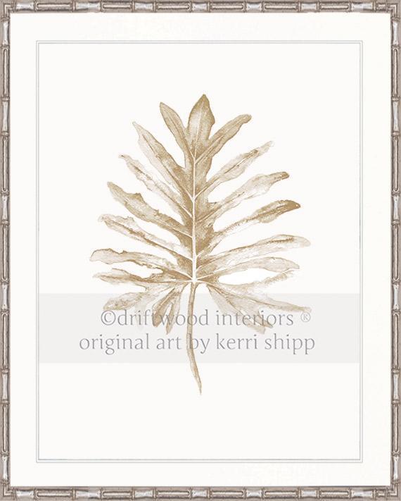 Wall Art Print - Tropical Leaf in Natural II print in silver bamboo frame - Driftwood Interiors
