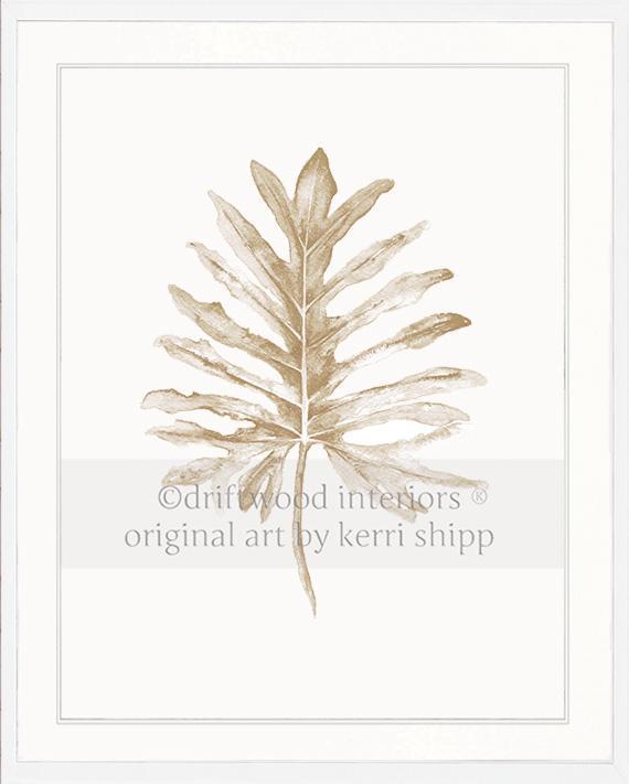 Wall Art Print - Tropical Leaf in Natural II print in white timber frame - Driftwood Interiors
