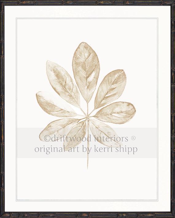 Wall Art Print - Tropical Leaf in Natural in black bamboo frame by Kerri Shipp Driftwood Interiors