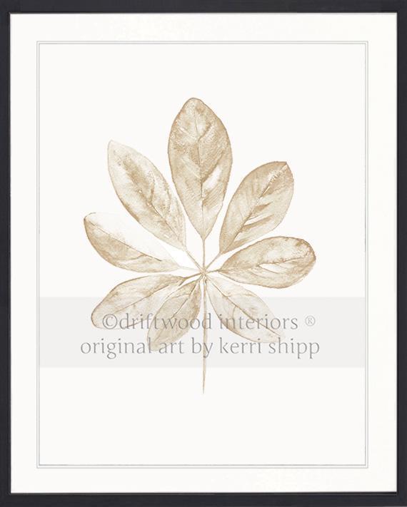 Wall Art Print - Tropical Leaf in Natural in black timber frame by Kerri Shipp Driftwood Interiors