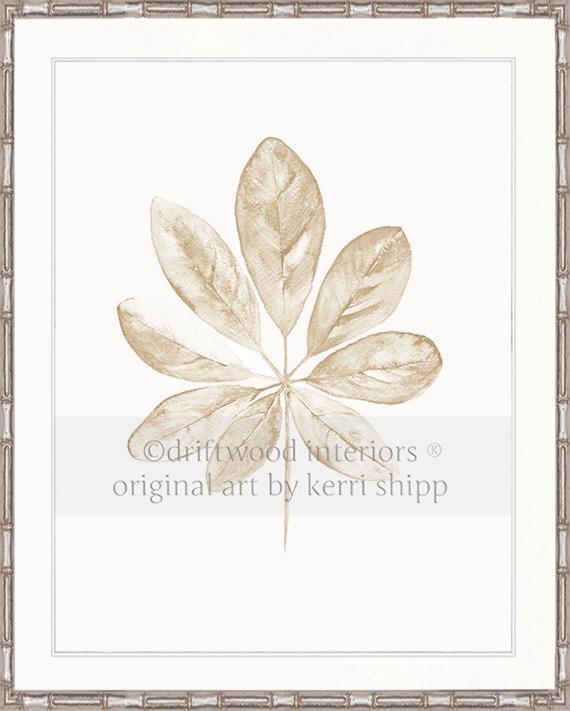 Wall Art Print - Tropical Leaf in Natural in silver bamboo frame by Kerri Shipp Driftwood Interiors
