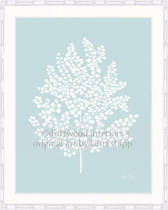 White Fern II on Duck Egg Blue - Driftwood Interiors