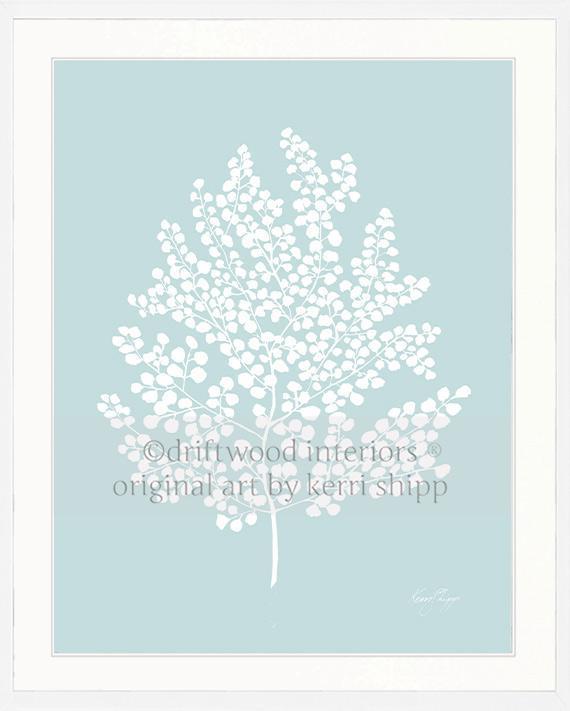 White Fern II on Duck Egg Blue - Driftwood Interiors