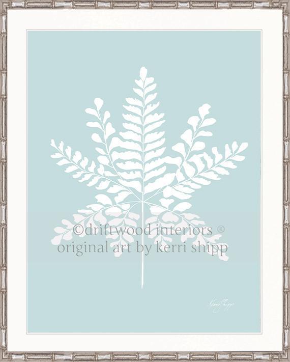 White Fern III on Duck Egg Blue - Driftwood Interiors