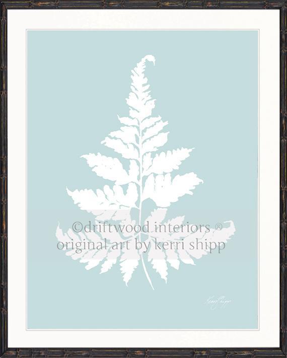 White Fern IV on Duck Egg Blue - Driftwood Interiors