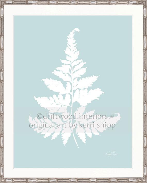 White Fern IV on Duck Egg Blue - Driftwood Interiors
