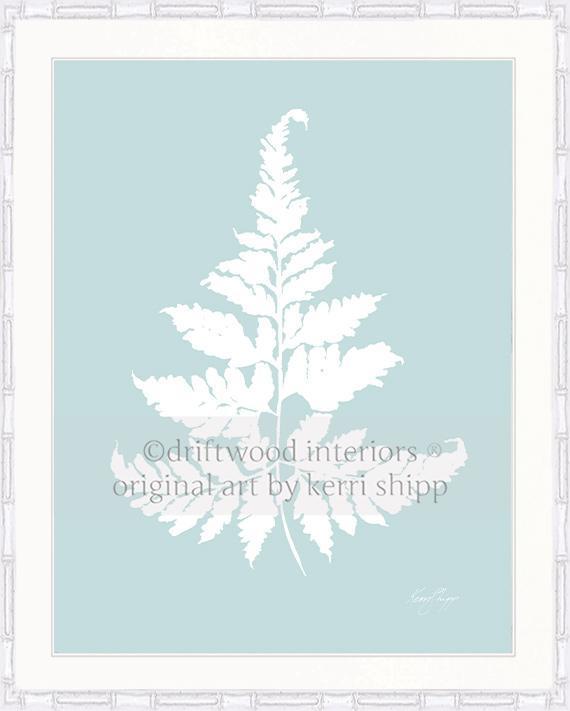 White Fern IV on Duck Egg Blue - Driftwood Interiors