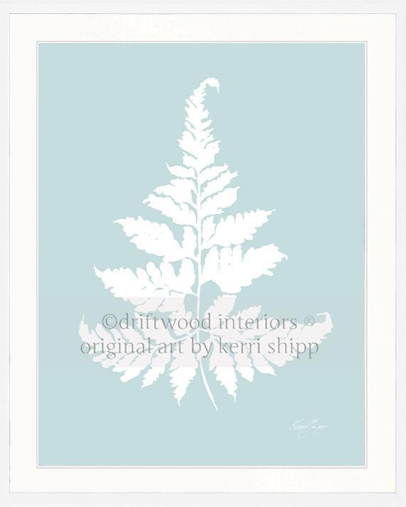 White Fern IV on Duck Egg Blue - Driftwood Interiors